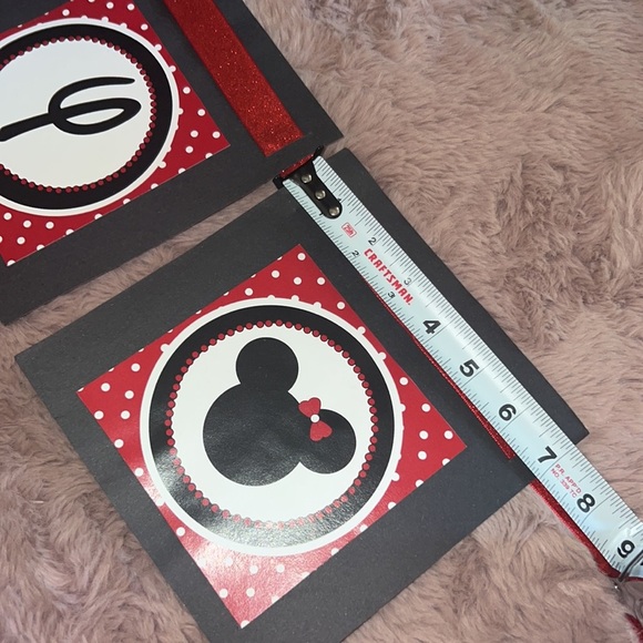 Minnie Mouse black white red happy birthday party decor - banner ribbons globes - Picture 15 of 16